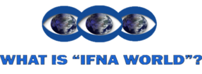 Image of an eye with a globe in the center, what is IFNA world?