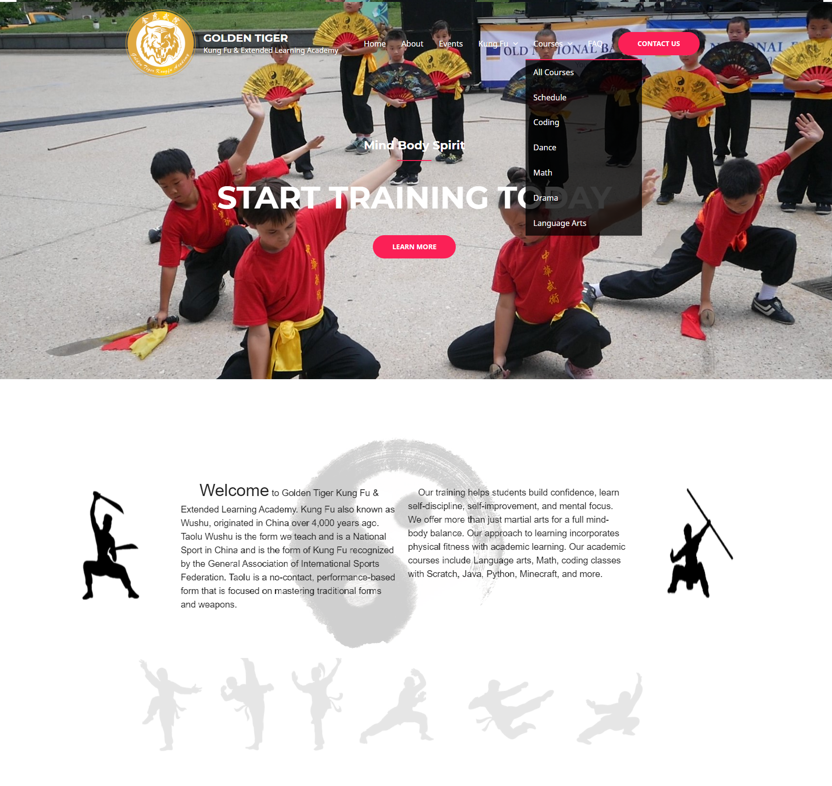 Golden Tiger Kung Fu and Extended Learning Academy home page