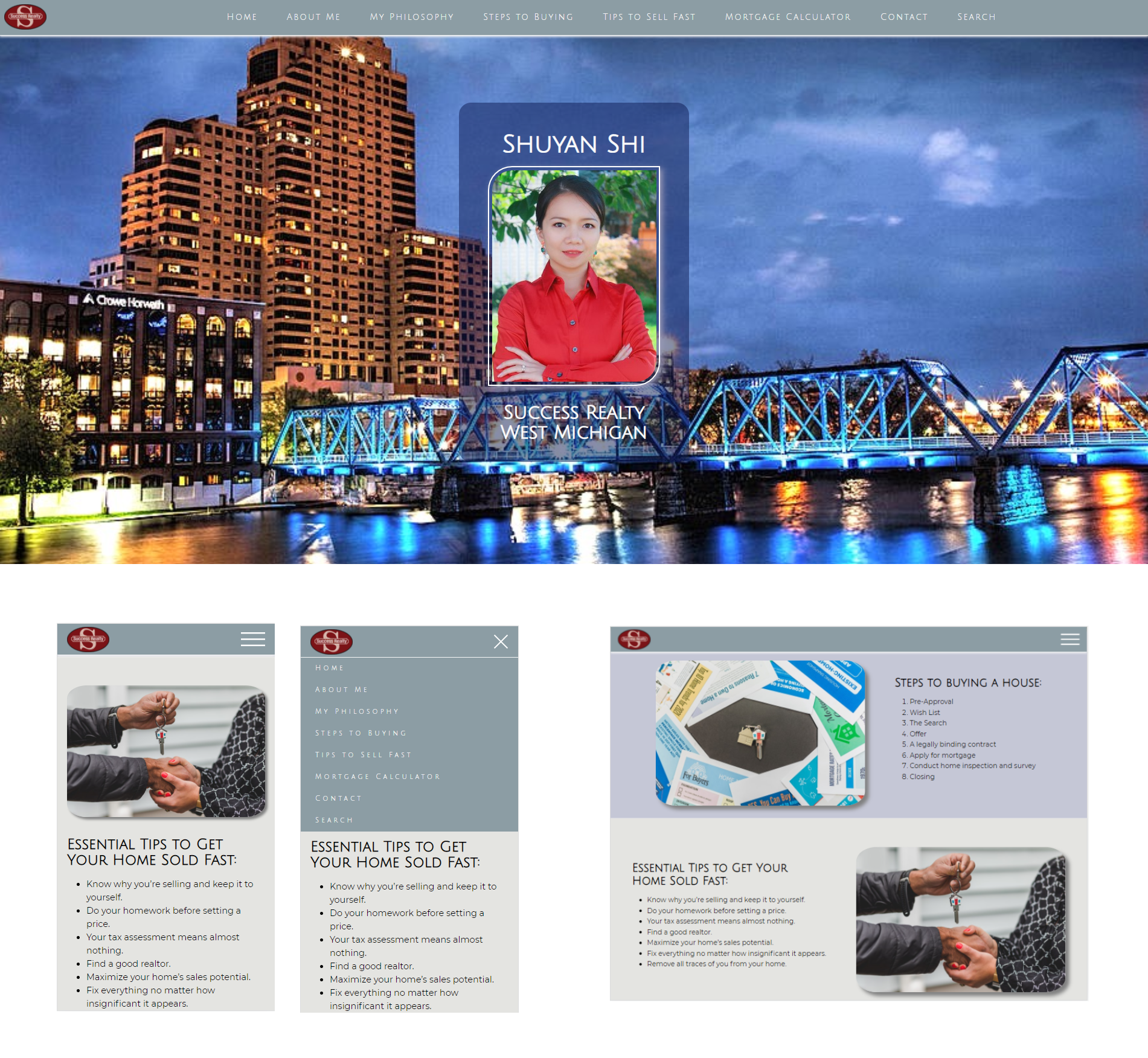 Audrey Shi Realty landing page and mobile views